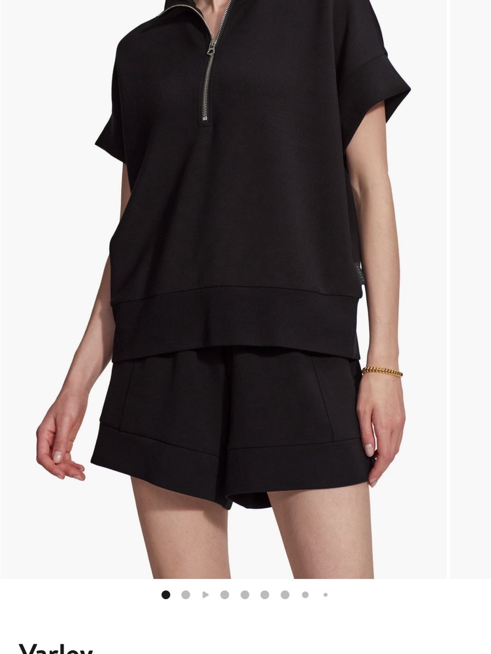 Varley Black Zip-Neck Pull-On Shorts